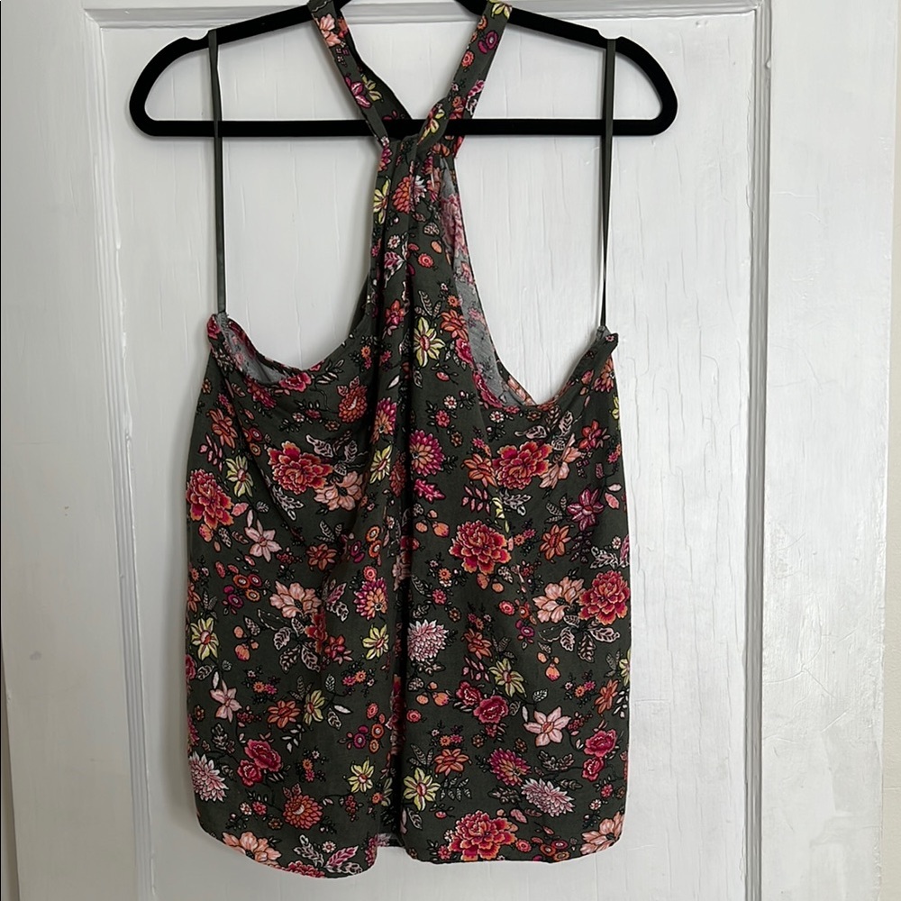 LOFT Black Pink Sleeveless Halter Tank Top